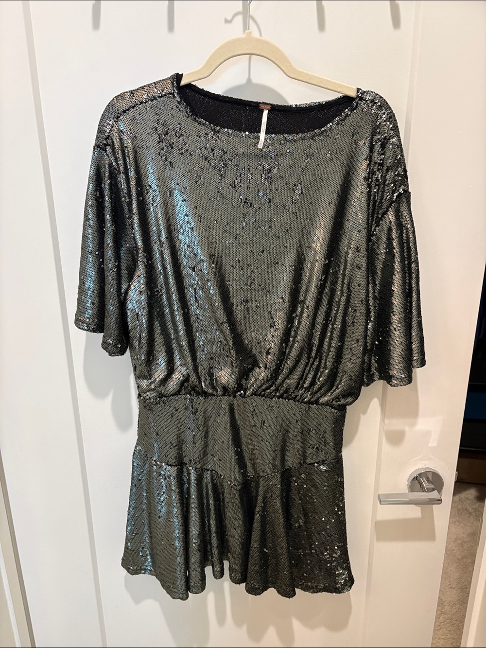 Free people Black Sequin Short Dress